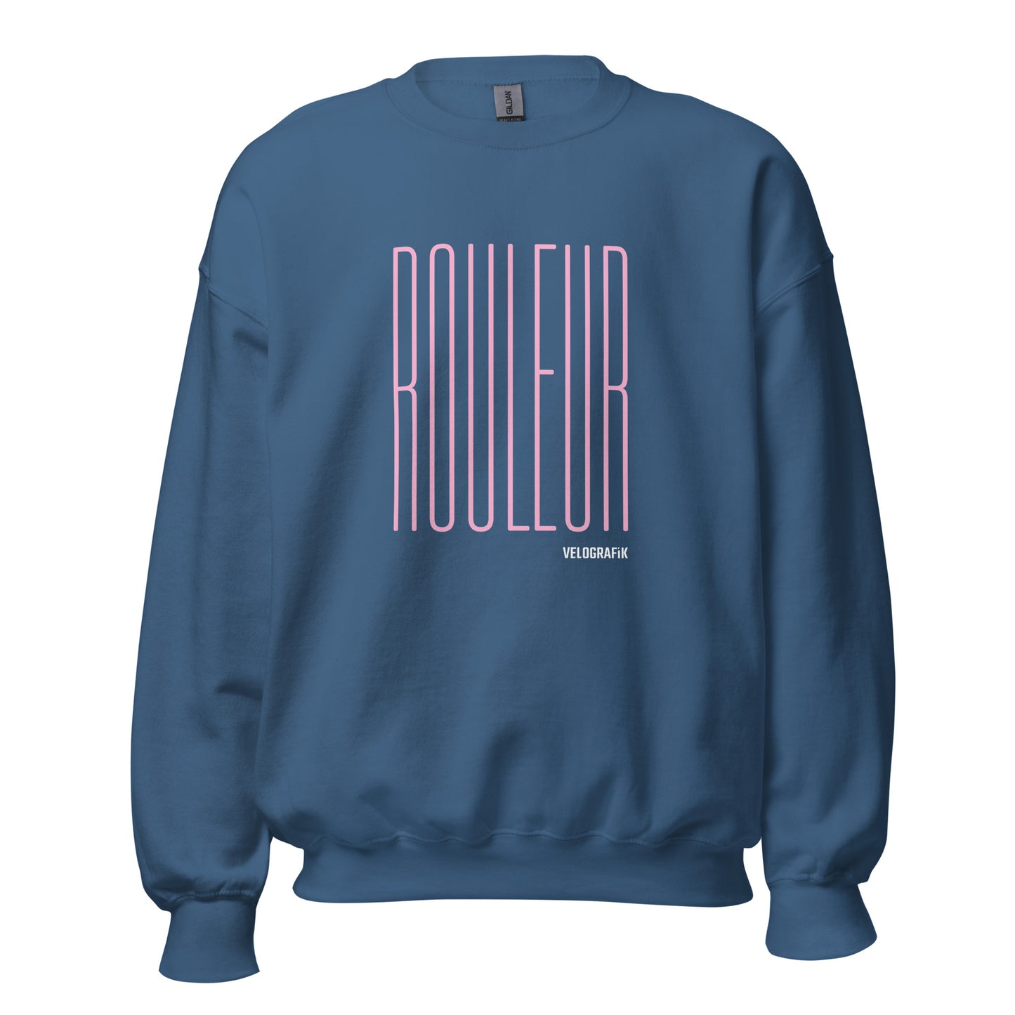 rouleur cycling unisex-crew-neck-sweatshirt-indigo-blue-front-67dd8cafc6bfc