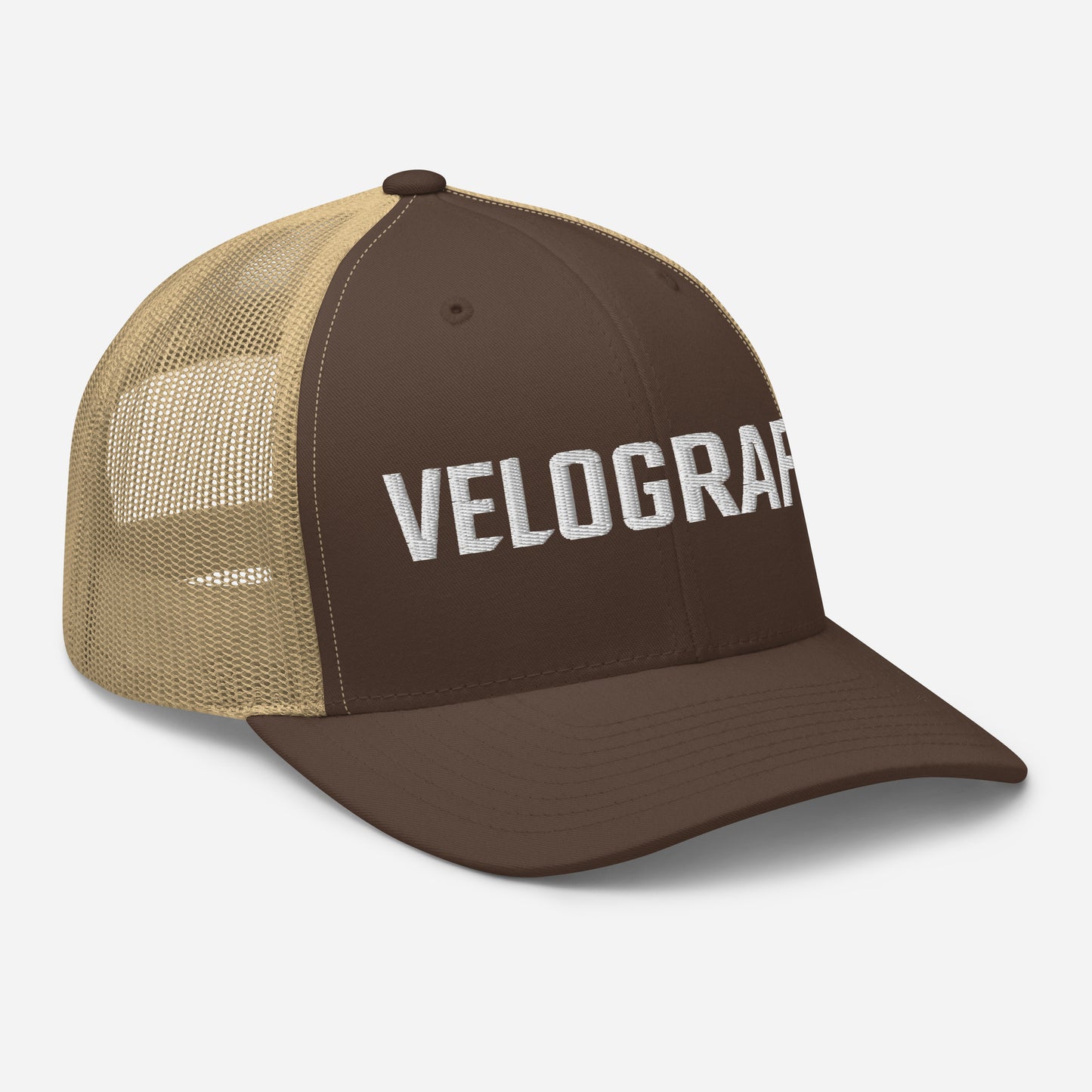 velografik_culture_of_cycling retro-trucker-hat-brown-khaki-right-front-678fbde47088d
