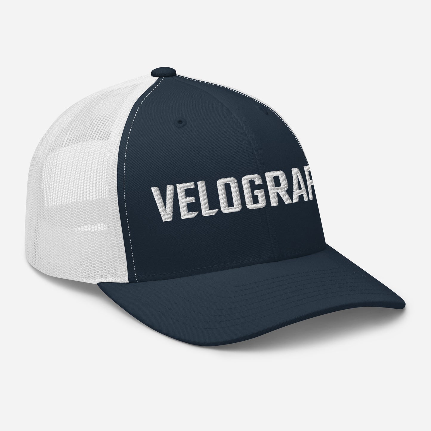 velografik_culture_of_cycling retro-trucker-hat-navy-white-right-front-678fbde46f5f3