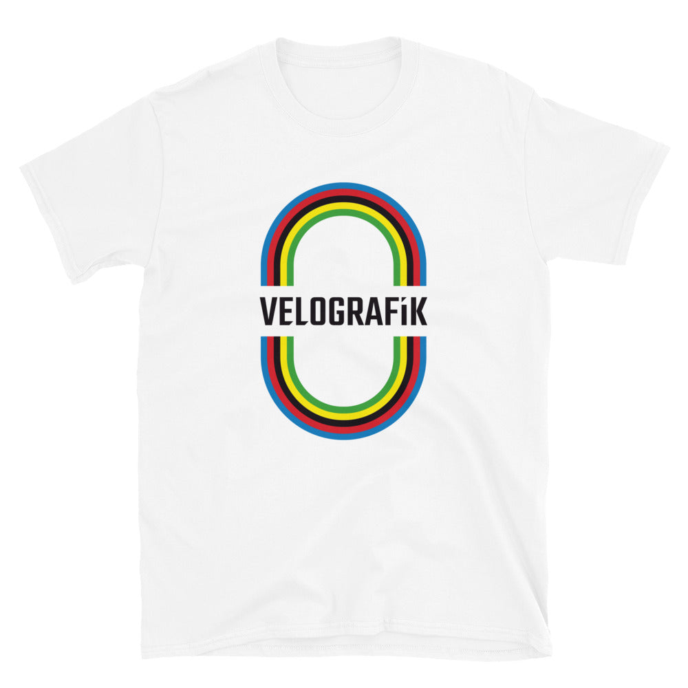 velografik_culture_of_cycling velodrome world champion rainbow bands unisex-basic-softstyle-t-shirt-white-front