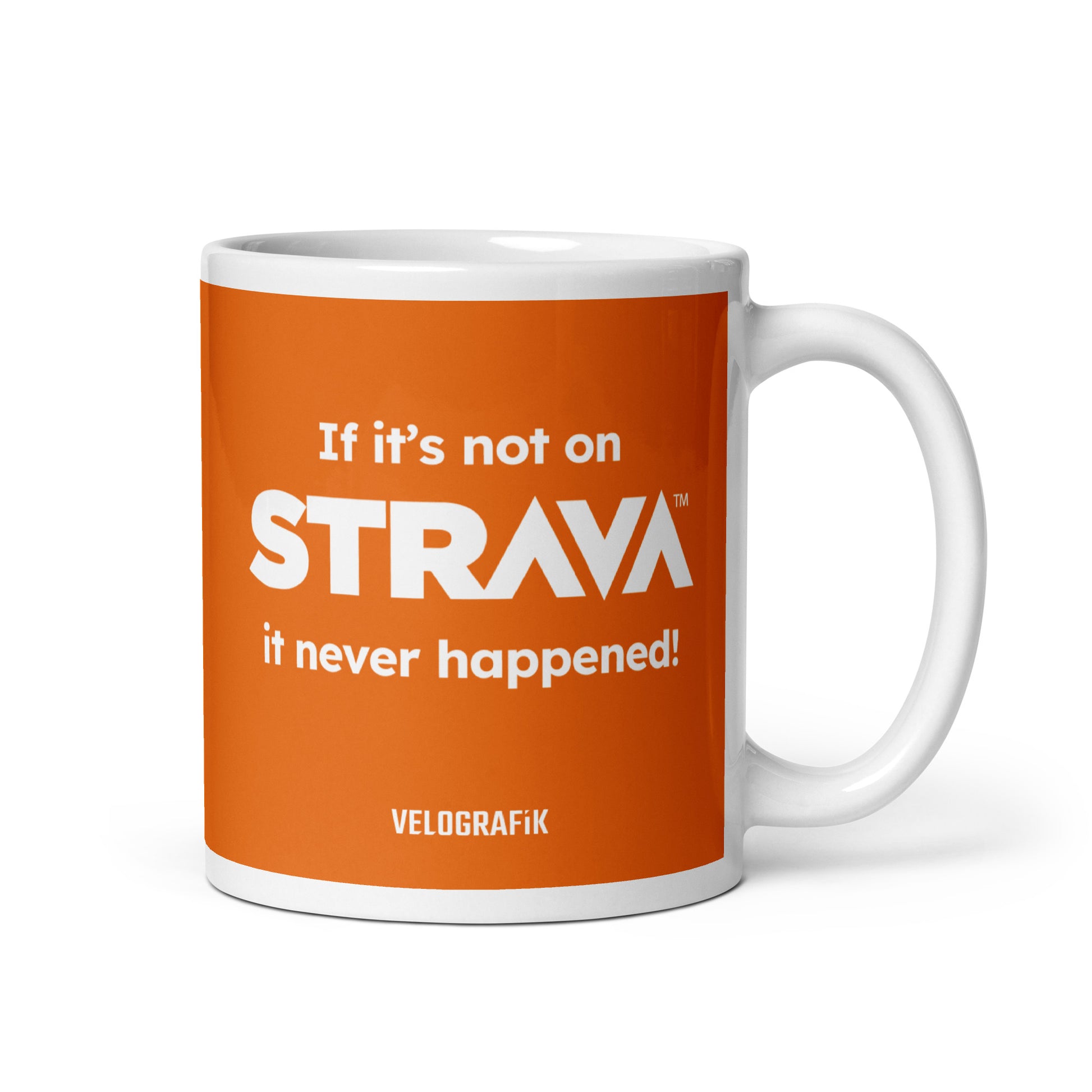  If it's Not on Strava, it Never Happened Cycling orange-glossy-mug-white-11-oz-handle-on-right-67d6f5eda76e6