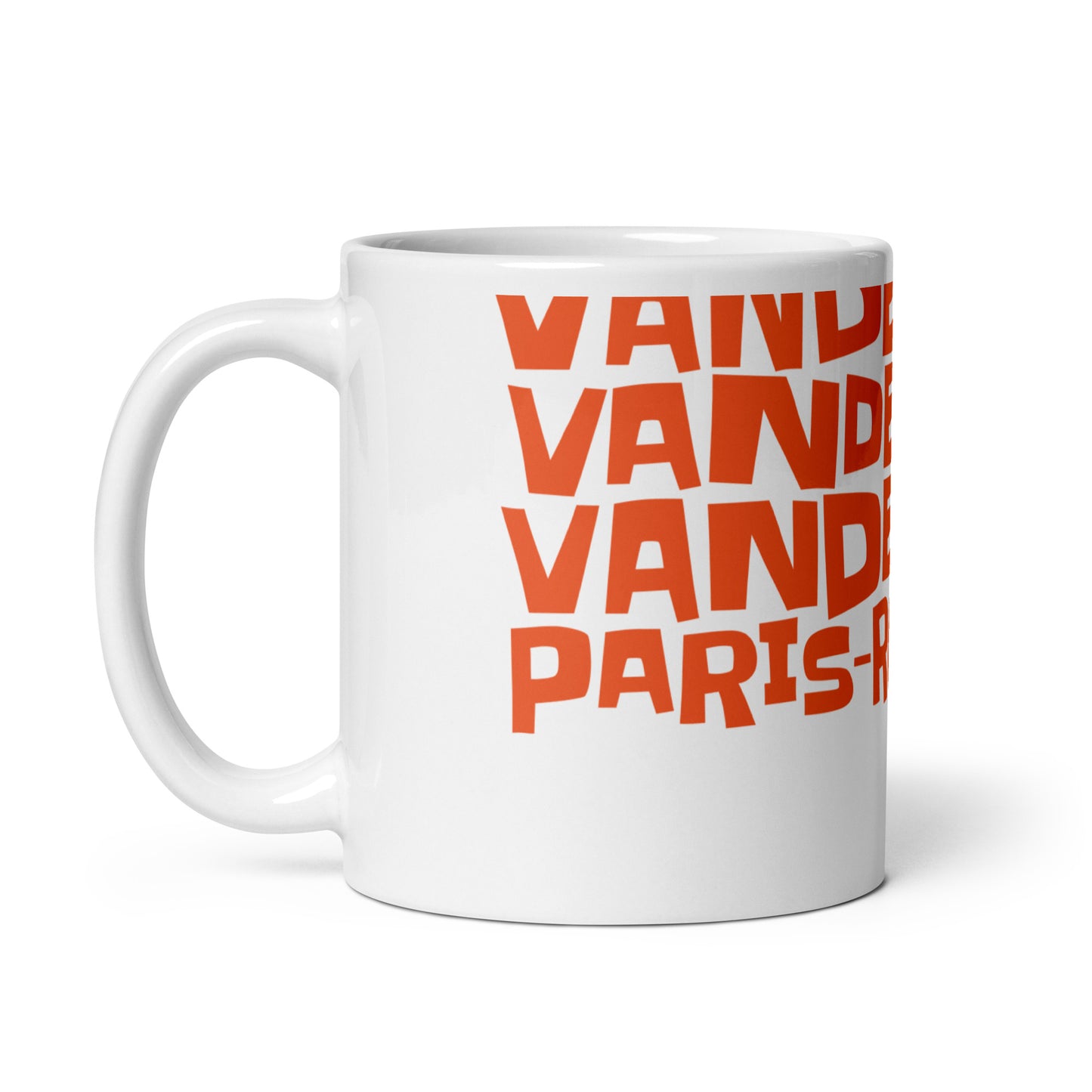 Mathieu van der Poel Paris-Roubaix Three-Peat Cycling-white-glossy-mug-white-11-oz-handle-on-left-68026cfc173f0