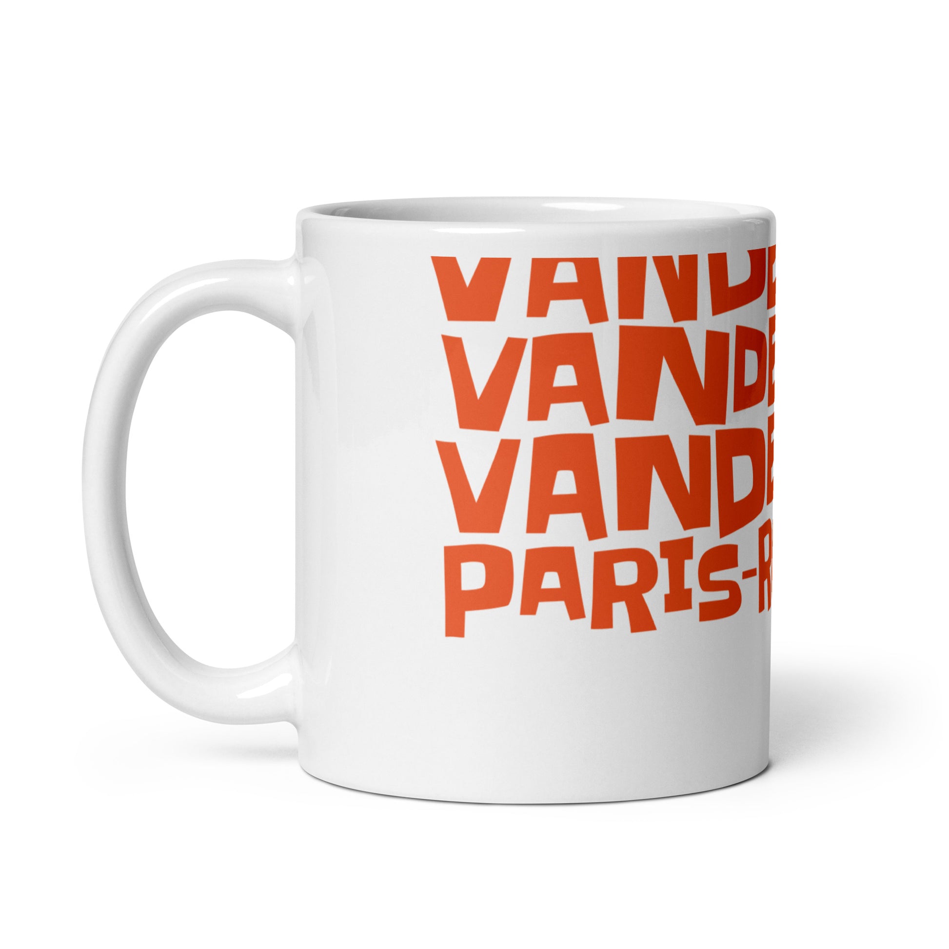 Mathieu van der Poel Paris-Roubaix Three-Peat Cycling-white-glossy-mug-white-11-oz-handle-on-left-68026cfc173f0