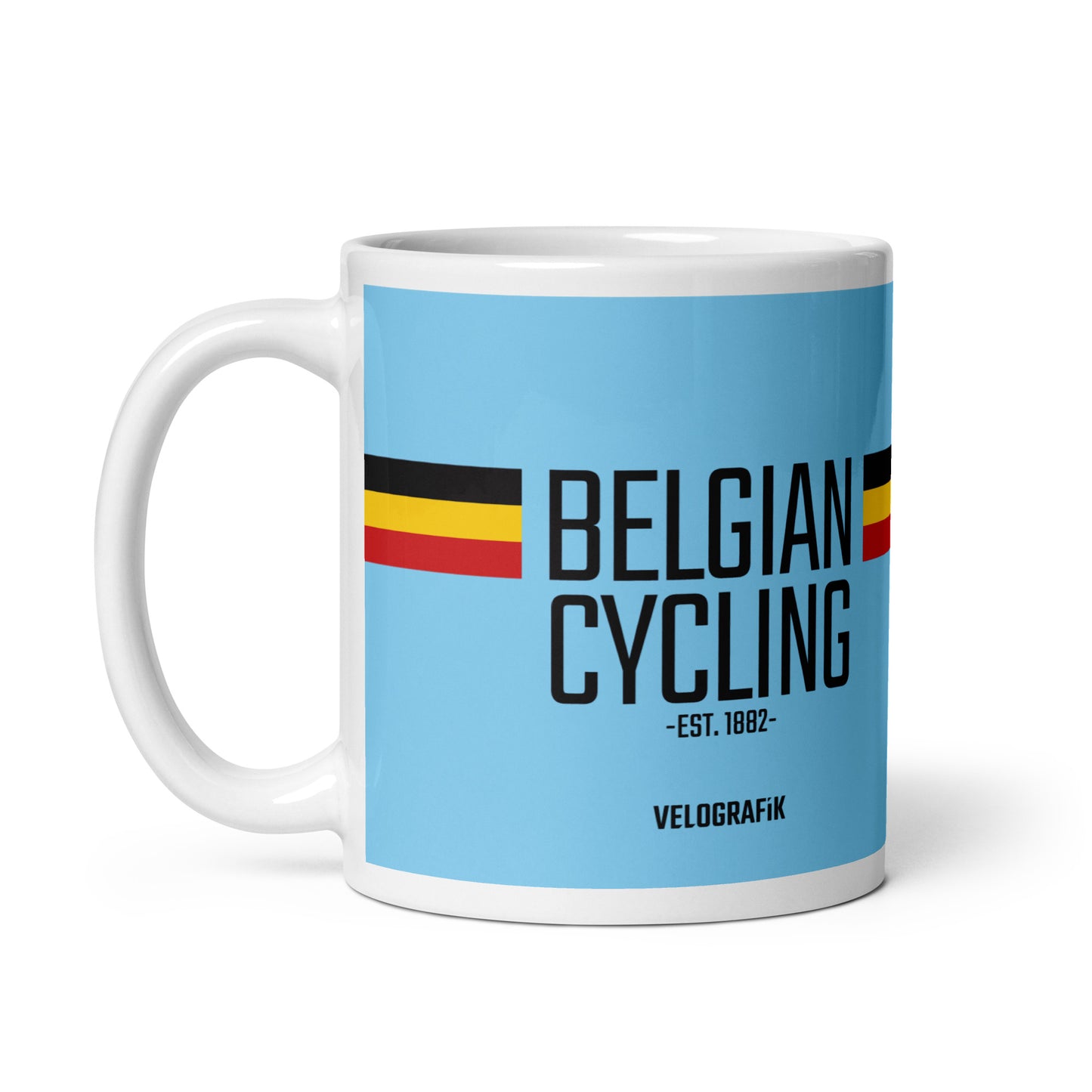 belgian cycling gift ceramic mug  blue