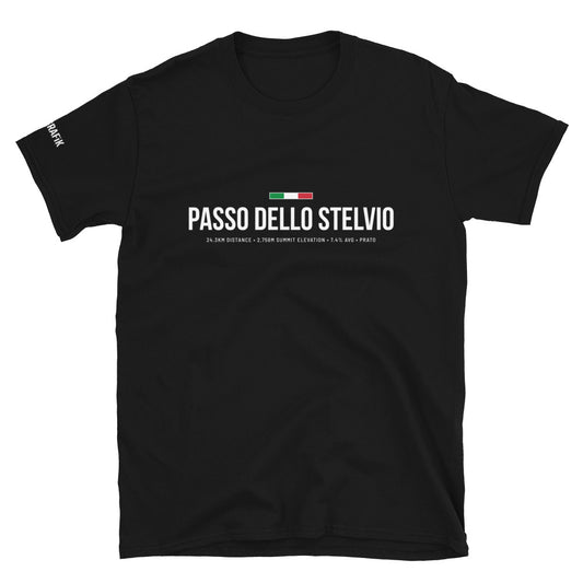 Passo Dello Stelvio Classic Col Short-Sleeve Unisex T-Shirt - Dark - Velografik