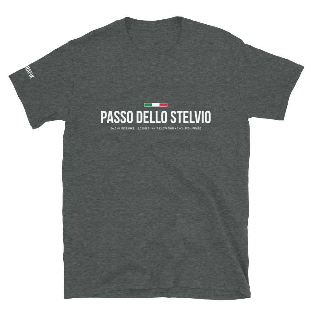 Passo Dello Stelvio Classic Col Short-Sleeve Unisex T-Shirt - Dark - Velografik