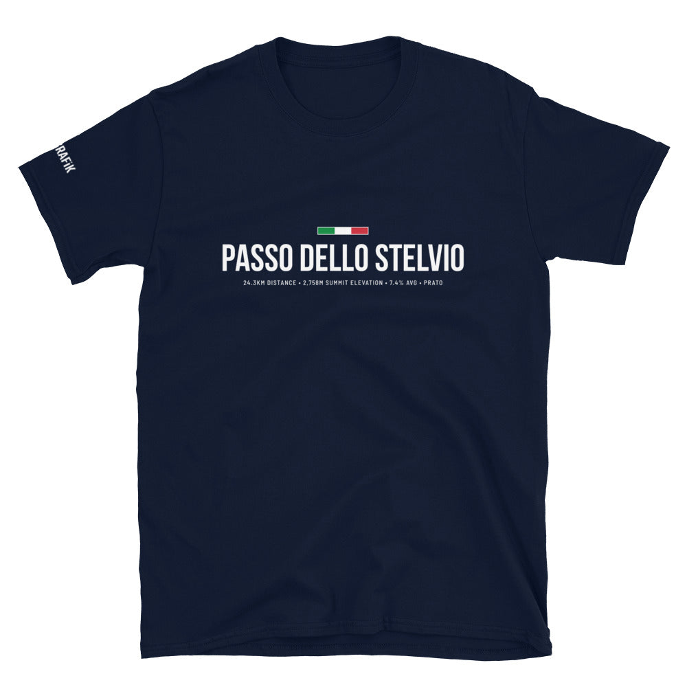 Passo Dello Stelvio Classic Col Short-Sleeve Unisex T-Shirt - Dark - Velografik