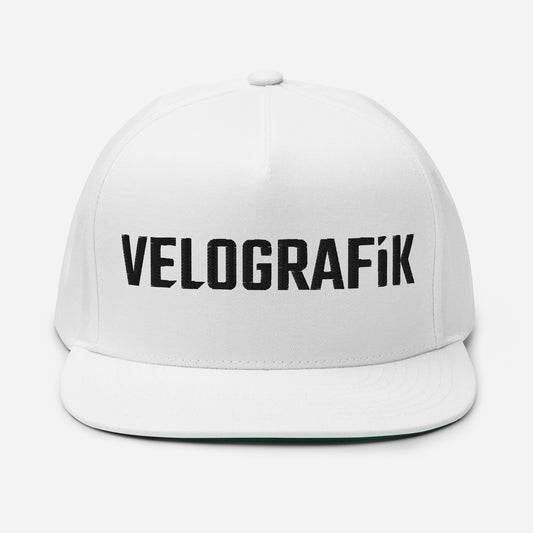 velografik_culture_of_cycling flat-bill-cap-white-front-678fbcc99a139