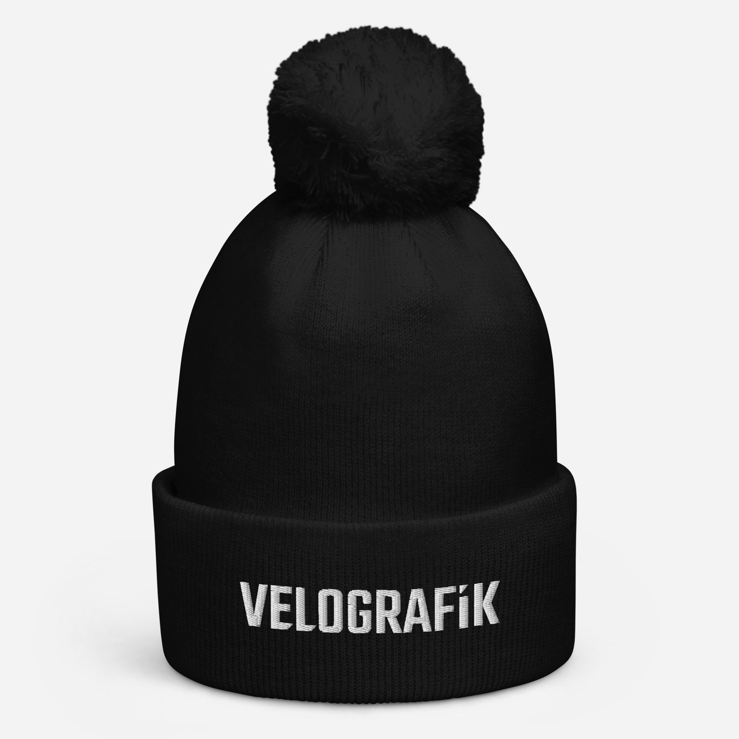 velografik_culture_of_cycling pom-pom-beanie-black-front-678fbaf9a116f