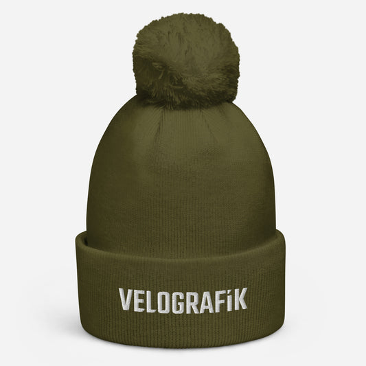 velografik_culture_of_cycling pom-pom-beanie-moss-green-front-678fbaf9a1e1e