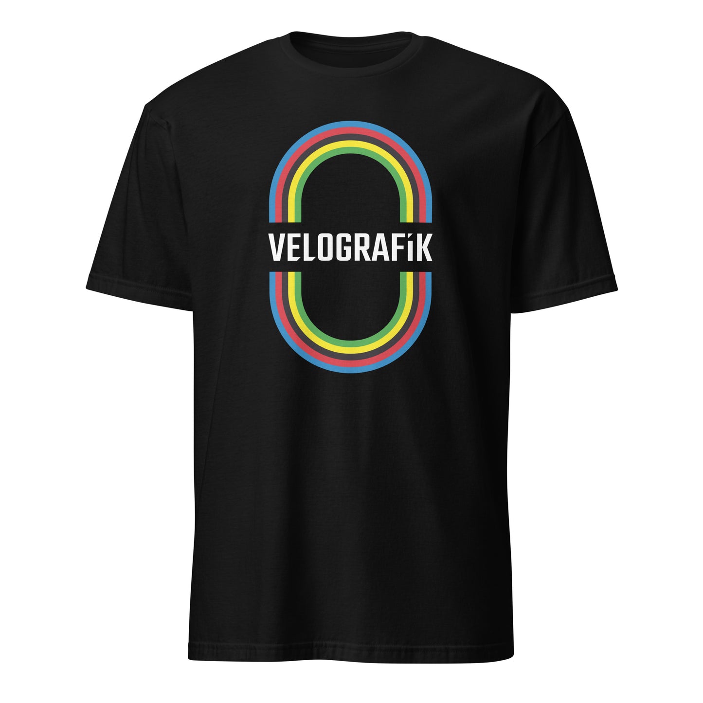 velografik_culture_of_cycling velodrome world champion rainbow bands unisex-basic-softstyle-t-shirt-black-front-678fb8a8eff19