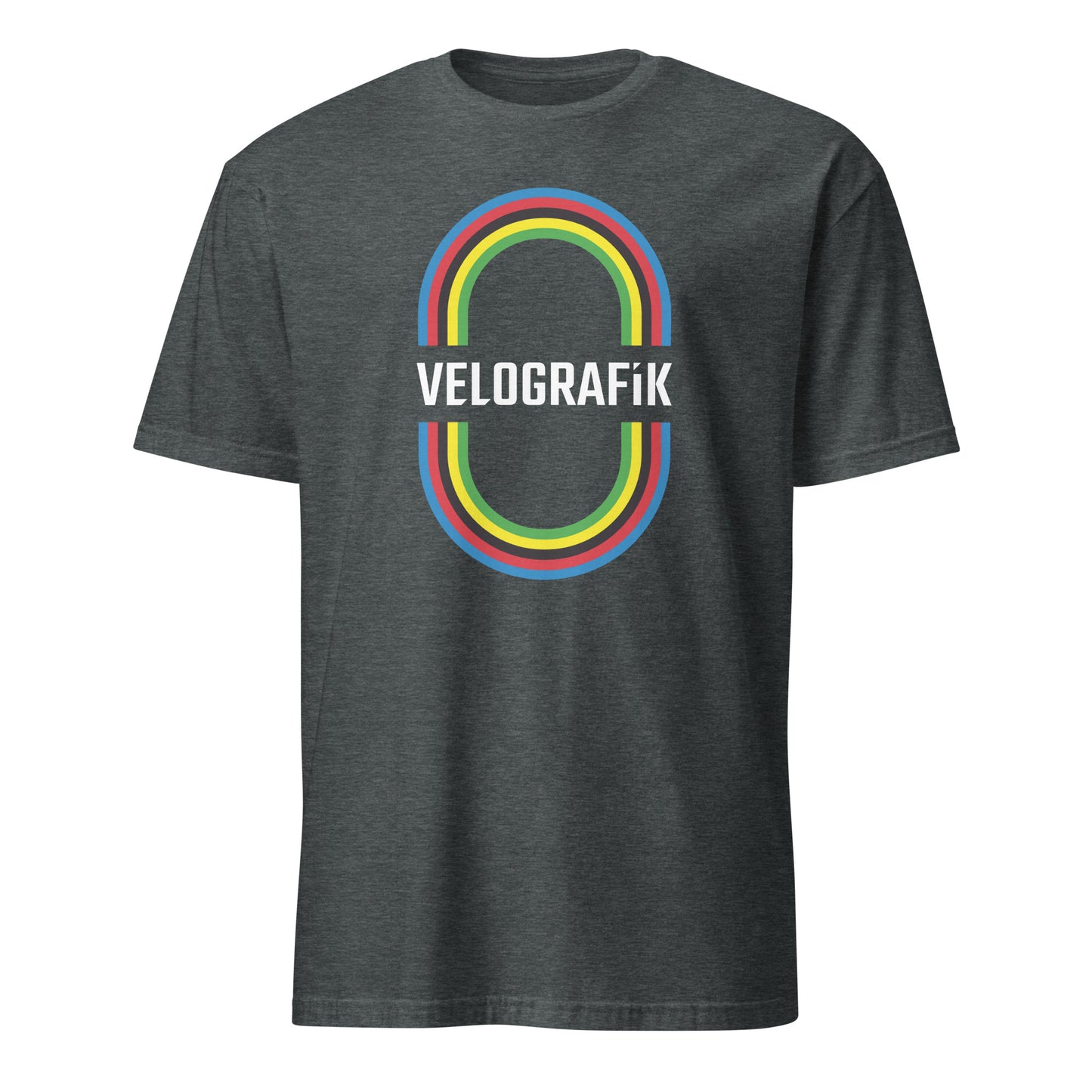velografik_culture_of_cycling velodrome world champion rainbow bands unisex-basic-softstyle-t-shirt-dark-heather-front-678fb8a8eca55