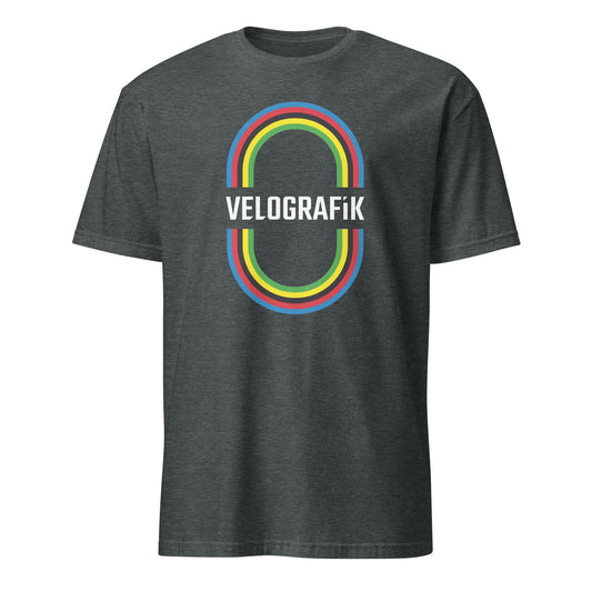 velografik_culture_of_cycling velodrome world champion rainbow bands unisex-basic-softstyle-t-shirt-dark-heather-front-678fb8a8eca55
